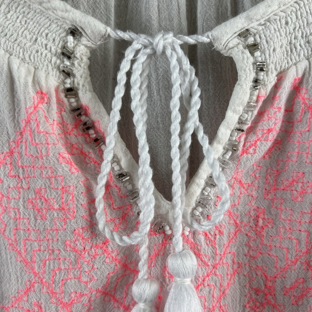 Maeve Anthropologie Womens Shirt Cotton Gauze Blouse Embroidered Beaded Size 4 - Picture 5 of 9